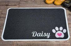 PET REBELLION | Personalised Extra-Large Pet Feeding Mat | Absorbent & Machine Washable | Customisable with Your Pet's Name | Non-Slip Backing | Ideal for Cats & Dogs (Little Paw Pink)