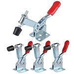 IMAGINE 4Pcs Hand Tool Toggle Clamp 201B 198lbs Antislip Red Horizontal Clamp Quick Release Tool (201-B)