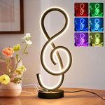 LEIP RGB Modern Table Lamp, LED Spiral Lamp with Music Note Design, Black Bedside Lamp with 7 Colors 10 Light Modes, Touch Dimmable Nightstand Lamp for Bedroom Living Room Home Office, 17W