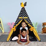 CuddlyCoo theme Teepee Tent Full Set with Padded mat, Cloud and Star Cushion, Flags and Carry Bag (Blue Star) for kid 1-10 years