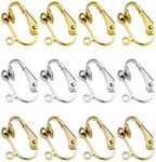 Hedume 60 Pack Clip-on Earring Converter with Easy Open Loop, Brass Clip-on Earring Converter Component for DIY Earring and Non-Pierced Ears (Silver, Light Gold & Bright Gold)