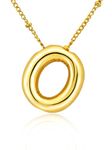 Womens Bubble Letter Necklace Gold Rolo Chain Trendy A-Z Letter Pendant Cute Sideways Initial Necklaces for Lover Friend (O)