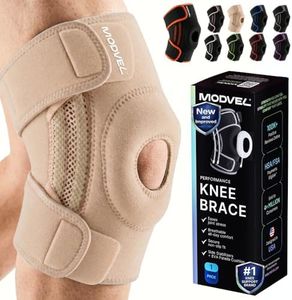 Modvel Knee Brace with Side Stabilizers & Patella Gel Pads for Pain Relief and Joint Support Breathable, Non-Slip Compression Sleeve for Men & Women, Arthritis, Meniscus, ACL Recovery