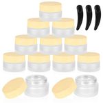 Pack of 12 empty cream jars, 20ml cosmetic jar, cosmetic jar, refillable cream jar container, travel cosmetic jar with lid for cosmetic creams lotions nail art beads - wooden cover (Wood color)