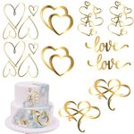 Personalised Cake Topper,10 Sets Gold Love Heart Acrylic Birthday Cake Toppers,Cake Decorations for Wedding Bridal Anniversary Theme Party Decorations Supplies (Style B)