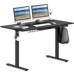 SHW 55-Inch Large Electric Height Adjustable Standing Desk, 140 x 71 cm, Black