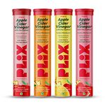 PLIX - THE PLANT FIX Apple Cider Vinegar Effervescent Tablet with mother for weight loss I with vitamin B6 & B12 | Pack of 4 (Variety Pack), 60 tablets | 100% vegan | No added Sugar |Easy to consume