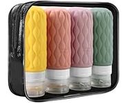 4 Pack Travel Bottles for Toiletries with Labels, 100ML Silicone Travel Bottles Set with Clear Zipper Toiletry Bag, Leakproof Refillable Squeeze Travel Size Containers for Shampoo Conditioner