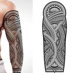 Tatodays temporary tattoo full arm stick on body art transfer tribal polynesian hawaiian aztec fancy dress mens womens fake temp tatoo cosplay