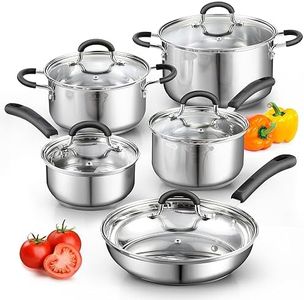 Cook N Home 2408 10-Piece Stainless Steel Cookware Set Silver