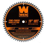 WEN BL1060 10-Inch 60-Tooth Fine-Finish Professional Woodworking Saw Blade for Miter Saws and Table Saws, Silver,Pack of one