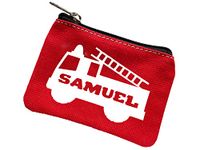 Fire Engine coin purse | Personalised purse | Boys zip money purse | Boys birthday gift | Boys Holiday Wallet (Red (white logo))