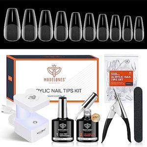 modelones Kit Uñas, Nail Kit de Tips Uñas Gel con Pegamento, 500 Uñas Postizas Resina, 6 en 1 Pegamento Uñas Postizas, Mini Lampara Uñas Semipermanentes, Kit De Uñas Para Principiantes