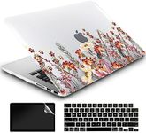 AMCJJ Compatible with MacBook Air 13.6 inch Case 2024 2023 2022 M3 A3113 M2 A2681 Chip Liquid Retina Touch ID, Plastic Hard Shell Case & Keyboard Cover & Screen Protector - Floral