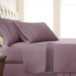 Southshore Fine Living, Inc. Deep Pocket Split King Sheet Set with 21" Deep King Fitted Sheet, 2 King Size Pillow Cases| Hotel Luxury Quality | Fade Resistant, No-Shrink Microfiber Sheets | Lavender