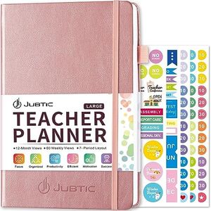 JUBTIC Teacher Planner 2024 2025 Academic Year, 52+6 Weeks Homeschool Planner, Weekly & Monthly Lesson Plan Book Notebook for 7 Periods, Teacher Accessories for Women and Men 7 * 10”-Rose Gold