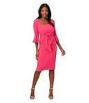 Adrianna Papell Women's Bell Sleeve Tie Front Dress, Camellia, 14