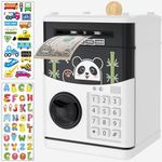 JUNEU Piggy Bank for Kids, 3 4 5 6 7 8 Year Old Boys Toys, Electronic Money Saving Box for Kids, Mini ATM Coin Bank, Birthday Gifts for Boys, Cool Stuff, Ideas, White Elephant Gifts