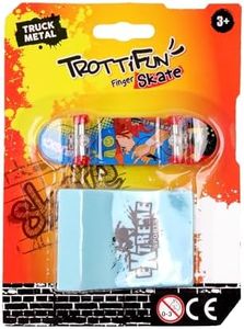 TROTTIFUN Finger Skate e Una rampa-031484-Metallo-Skateboard-Dito-Giocattolo per Bambini-Compleanno-Regalo-da Collezione-Skateboard-A Partire dai 3 Anni, 031484
