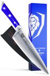 DALSTRONG Chef Knife - 8 inch Blade - Gladiator Series - Forged High Carbon German Steel - Razor Sharp Kitchen Knife - Professional Full Tang Knives - Blue Handle ABS - Sheath - NSF Certified