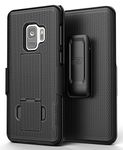 Encased Galaxy S9 Belt Clip Case, [DuraClip] Slim Fit Holster Shell Combo (w/Rubberized Grip Finish) For Samsung Galaxy S9-2018 Release (Smooth Black)