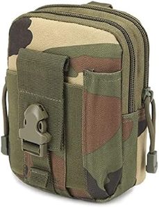 OLAHRAGA Multipurpose Tactical Nylon Waist Bags, Universal Outdoor Molle EDC Belt Waist Pouch with Phone Pocket for Camping Hiking Cycling Hunting Climbing Travel (Military)