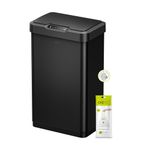 EKO Mirage-T 50 Liter / 13.2 Gallon Touchless Rectangular Motion Sensor Trash Can, Brushed Stainless Steel Finish