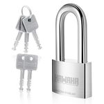 KAWAHA 41/50LKD-5SK 2 inch (50mm) Long Shackle High Security Stainless Steel Padlock with Key for Both Indoor and Outdoor use (Heavy Duty, Anti-Rust (50mm), Keyed Different L - 5 Stainless Steel Keys)