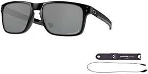 Oakley Holbrook Mix OO9384 938406 57MM Polished Black/Prizm Black Polarized Rectangular Sunglasses for Men + BUNDLE with Accessory Leash Kit