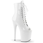 Pleaser Women's Flam1021/with m Ankle Bootie, White Patent/White, 6 M US