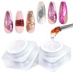 U-Shinein Special Sculpture Nail Gel For Chrome Nail Powder, 2PCS Professional Nail Chrome Mirror Effect, Metallic 3D Nail Art Design, Craving Embossed Clear Nail Glue Gel For Home Salon DIY 10ml