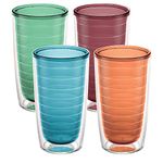 Tervis Clear & Colorful Tabletop Made in USA Double Walled Insulated Tumbler Travel Cup Keeps Drinks Cold & Hot, 16oz - 4pk, Assorted