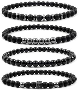 ARHZ Bracelet Perlé Homme - 4 Pièces Bracelet Homme - Bracelet Homme Personnalisé - Bijoux Homme - Cadeau Personnalisé Homme - Cadeaux d'Anniversaire Pour Mari, Père, Petit Ami
