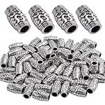 60pcs Tibetan Antique Silver Spacer Beads Large Hole Beads Charms Hollow Tube Bead for DIY Necklace Bracelets