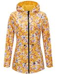 RISISSIDA Women Casual Reversible Lightweight Jacket with Hood Spring Fall,Plus Size Oversized Waterproof Raincoat Yellow 6132 XXL