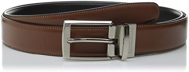 Perry Ellis mens Portfolio Reversible Tan Amigo Belt, Luggage/Black Reversible, 30 US