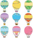 Zonon 45 Pieces Colorful Hot Air Balloons Cutouts 5 x 7 Inch Hot Air Balloons Accents Paper Cutouts Name Tags Labels Bulletin Board Class Decoration for Teacher Student Back to School Party Supplies