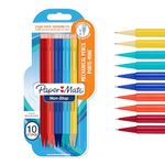 Paper Mate Non-Stop Mechanical Pencil | 0.7mm with Shock-Absorbing Tip | HB #2 | Assorted Barrel Colours | 10 Count