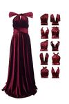 Velvet Infinity Dress with Bandeau,Convertible Bridesmaid Dresses,Plus Size Velvet Wrap Maxi Long Dress Multiway Formal Dress, Burgundy, One Size