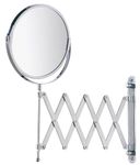 WENKO Wall-mounted cosmetic mirror Telescope Exclusive, reflecting surface ø 16 cm 300 % magnifying effect, Steel, 19 x 38.5 x 50 cm, Chrome