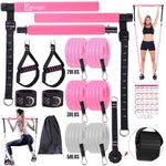 Bbtops Pilates Bar Kit with Resistance Bands,Pilates Flexbands Kit Exercise Fitness Equipment for Women & Men Home Gym Yoga Pilates,Multifunctional Pilates Bar Full Body Workout Equipment Pink