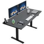 VIVO Electric Height Adjustable 180cm x 76cm Memory Stand Up Desk, Black Table Top, Black Frame, Standing Workstation with Preset Controller, 1B Series, DESK-KIT-1B7B