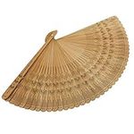 Healifty Folding Fan - Portable Bamboo Handheld Fan Silk Hand Rave Fan for Women Girls 1pc (Brown)