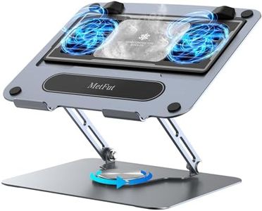 METFUT Laptop Cooling Stand with Detachable Thermoelectric Cooler, Adjustable Height & Angle, 360 Rotation Base, Carbon Steel Framework, Ultra-Quiet & Super Sturdy for up to 16” Laptop (Grey)