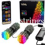 Twinkly Strings – App-Controlled LED Lights String with 250 RGB (16 Million Colors) LEDs. 65.6 feet. Green Wire. Indoor and Outdoor Smart Lighting Decoration