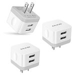 USB Charger Cube, Wall Charger Plug, Ailkin 2.4A Dual Port USB Adapter Power Plug Charging Station Box Base Replacement for iPhone X/8/7, iPad, Samsung Phones and More USB Charging Block