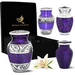 Purple Keepsake Urns Set of 4 - Small Urns for Human Ashes Adults Female & Male - Purple Urns for Ashes - Handcrafted Mini Urns with Premium Box - Tribute to Your Loved One with Mini Cremation Urns