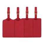 Luggage Tags,Personalized Business Card Holder Travel ID Sets with Privacy Cover for Travel Bag Tags- 4 Pack(Red)