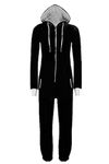 WOTOGOLD Men And Women Black Blue Pajamas Sportswear Hooded Unisex Jumpsuit Black