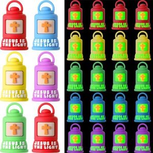 Halloscume 25 Pcs Christian Gifts Luminous Jesus Is the Light Lanterns Figures Jesus Lights the Way Sign Religious Gift to Hide and Seek Let Your Light Shine Sunday School Party Favors for Christmas